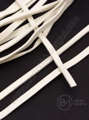 Panglică albă din piele artificială 5x1.5mm 1 metru 421117