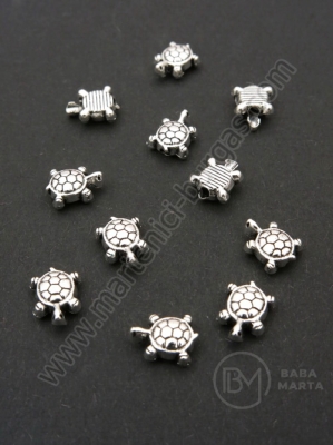 Mărgele metallice broască Ȧestosăa 9x7mm color argintie 1 pachet 20 buc 306261