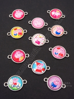Element de conectare cu cabochon 21x14.5mm culoare argintie 1 pachet 5 buc 307374