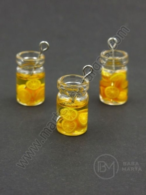 Pandantiv borcan de sticla 18x10mm cu cocktail de fructe 1 pachet 2 bucati 335653