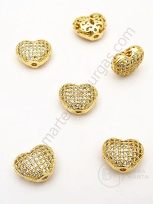Margele inimă 9x11x5.5mm cu zirconii forjat 1 bucată 305262