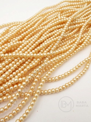Șir de perle din glass 3mm galben-crem gaură 1mm ~225 pieces 341064
