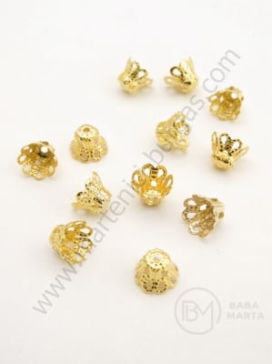 Capac metalic 6x5mm auriu, gaură 1mm, 50 buc. 301248