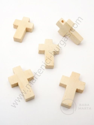 Pandantiv cruce din lemn 22x15x4mm natural color 1 pachet 10 buc 327116