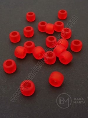 Margele 8x6mm roșu mat, gaură 4mm 40g ~155 buc 312610