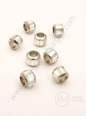Mărgele oglindă 8.5x7mm culoare argintie gaură 4.5mm 1 pachet 10 buc 302081
