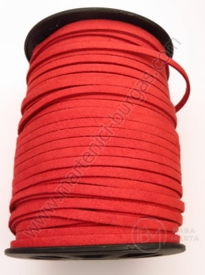 Panglică din piele întoarsă naturală 5x1.5mm red 1 meter 421078