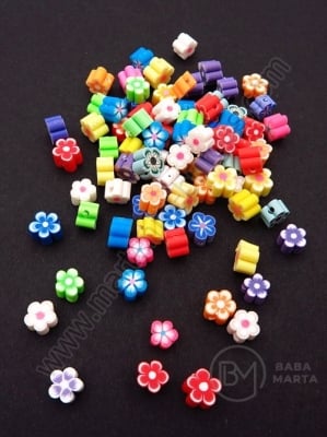 FIMO floare 6x4mm gaură mixtă 1mm 1 pachet 10 buc 312586