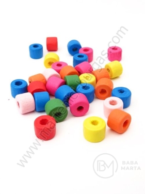 Cilindru din lemn 9x7mm, gaură colorată, 3mm, 1 pack, 40g ~170 pcs. 321204
