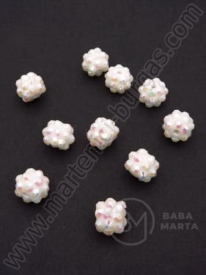 Bilă rășină albă 10mm cu efect AB gaură 2mm 1 pachet 5 buc 311038