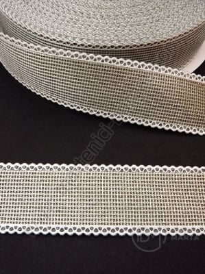 Panglică 25mm gri lucioasă cu lamelă 1 pachet 5 metri 451439