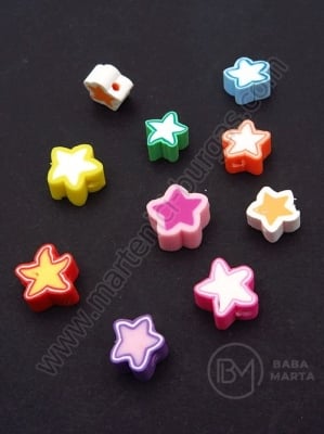 Mărgele stea FIMO 8~11x4~5mm gaură mixtă 1.5mm 1 pachet 10 buc 312708