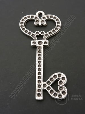 Pandantiv metalic 77x35mm culoare argintie gaură 3mm 1 buc 307741
