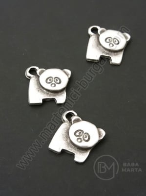Pandantiv metalic 28x15mm culoare argintie gaură 2mm 1 pachet 5 buc 306394