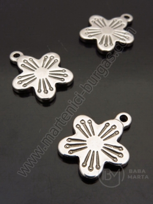 Pandantiv floare din OȚEL 20x17x2mm 1 pachet 2 buc 307210