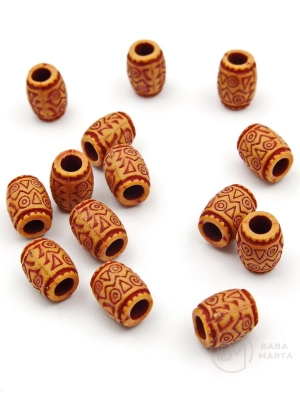 Mărgele 7x8mm imitație lemn gaură 4mm 40g ~190buc 311820