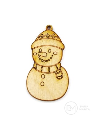 Figurină de zăpadă din lemn 45x25mm gaură 2mm 1 pachet 10 bucăți 182353