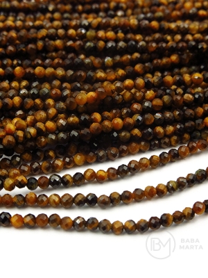 Mărgele ochi de tigru ~2mm fațetate ~185 buc 1 buc 352904