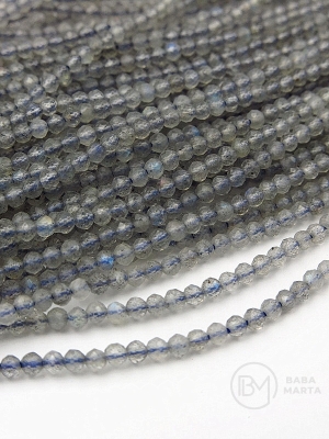 Labradorit ~2mm mărgele fațetate gaură 0.5mm ~190 bucăți 39cm 1wt 352995
