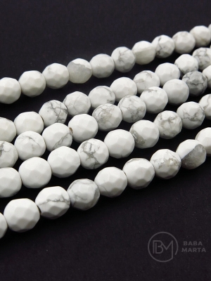 Bilă fațetată albă Howlite 6mm ~61 buc 352525