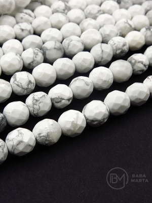 Bilă fațetă albă Howlite 8mm ~48 buc 352526