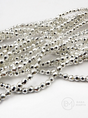 Mărgele de hematit 4mm fațetate, culoare alb-argintiu ~100 buc 1 buc 352608