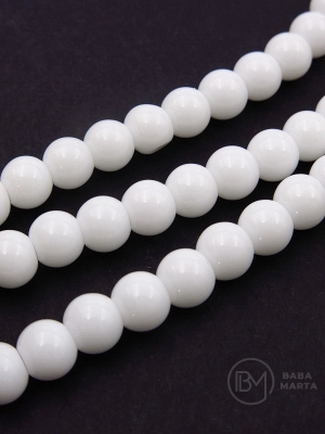 Bilă albă de agate 6mm ~63 buc 351569