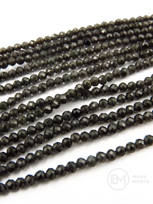 Obsidian natural ~2mm bilă fațetata 40cm ~170 bucăți 1buc 352535