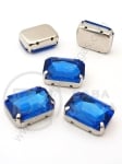 Glass stone (cristal) 13x18mm albastră în coș metalic 1 pachet 2 buc 151525