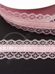 Panglică de satin roz cu dantelă 28mm 1 paquet 5 metri 451330