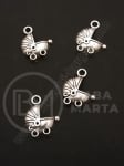 Pandantiv metalic pentru cărucior 16x13mm, color argintie, 1 pachet, 15 buc. 306435