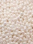 Mărgele albe 4mm efect AB gaură 1mm 1 pachet 40g ~1460 buc 312541
