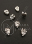 Mărgele metallice bufniță 8x10mm color argintie 1 pachet 10 buc 306455