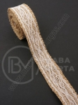 Panglică de pânză de sac cu dantelă width 25mm - length ~2 meters 1 rollă 461323