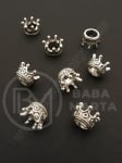 Mărgele metallice coroană 10x6.5mm argintii 1 pachet 10 buc 306466