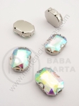 Pietricele acrilice 13x18mm curcubeu în coș metalic alb 4 buc 151120