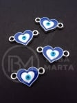 Element de conectare CCB inimă 25x13mm ochi blue 1 pachet 10 bucăți 318675
