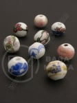 Bilă de porțelan ~10x12mm gaură pictătă 3mm 5 buc 335056