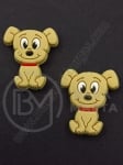 Mărgele silicon dog 28x25x7.5mm bej gaură 2mm 1 buc 317007