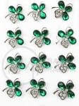 Brooch trifoi metalică cu cristal 12 bucăți 106154