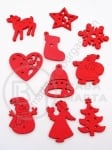 Figurine de Crăciun mix 27~32,5x21,5~27,5x2,5mm din lemn roșu 1 pachet 10 buc 182226