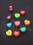 Mărgele FIMO cu inimă 8~10x7~9x4~5mm, gaură mixtă 1.5mm, 1 pachet, 10 buc. 312705