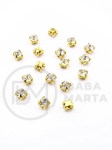 Pietriș de sticlă (cristal) 3x2.5mm în coș metalic auriu 100 buc 151780