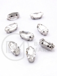 Pietricelă de sticlă (cristal) transparentă 12x6x4.5mm în coș metalic, culoare argintie, 10 buc. 151790