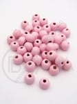 Bilă de lemn 8x7mm gaură roz ~3mm 1 paquet 40g ~215 buc 321322