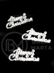 Figurină din plastic Crăciun Fericit 35x16mm argintiu 50 bucăți 182830