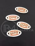 Oval cu inscripția Fericire 27x13x2mm lemn 10 buc 182873
