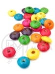 Șaibă din lemn 13~14x5~6mm gaură colorată 3mm ~120 buc 40g 321062