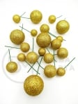 Bile de polistiren pe sârmă 2, 2,5, 3, 4cm brocart auriu mixt 20 bucăți 185043
