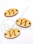 Placă de lemn 25x16x3mm lettera <b>J</b> gaură 2.5mm 1 pachet 10buc 182249